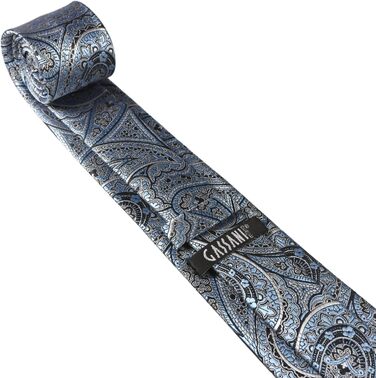 Краватка чоловіча GASSANI Paisley 7 см, набір 3 шт (чорний, блакитний, білий)