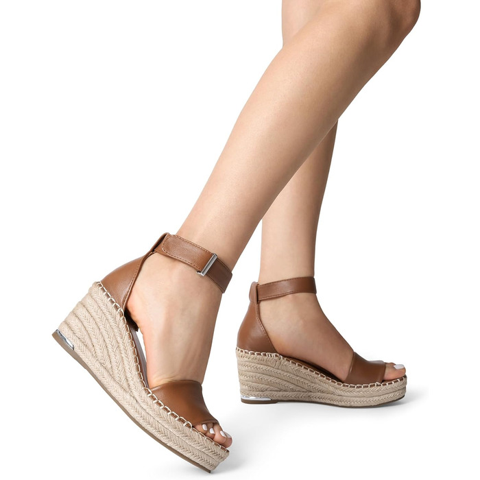 Босоніжки жіночі DREAM PAIRS на танкетці Espadrilles з ремінцем на щиколотку, коричневі (36.5 EU)