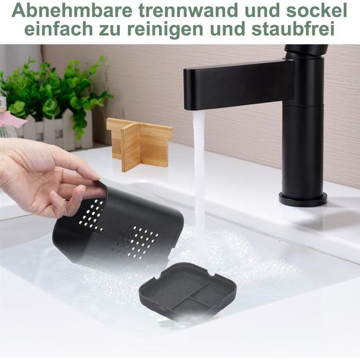 Тримач для електричної зубної щітки з підставкою для насадок, органайзер для ванної кімнати, чорний