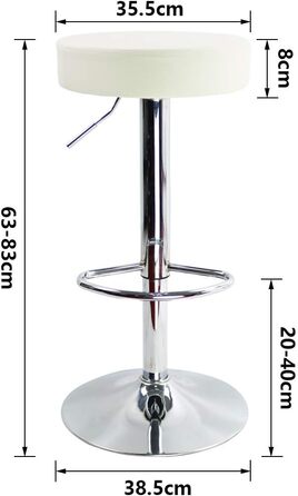 KKTONER Adjustable Height Swivel Bar Stool - SPA, Office & Beauty - PU Leather (White)