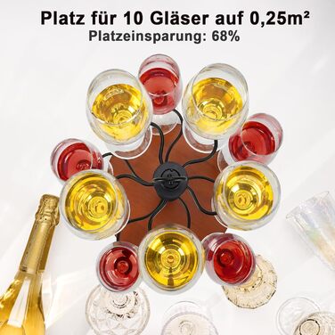 Стійка для келихів JUJOYBD на 10 келихів: 2-рівнева підставка для вина, Aperol та коктейльних келихів, з дерев'яним основанням для вечірок, свят та заходів на відкритому повітрі