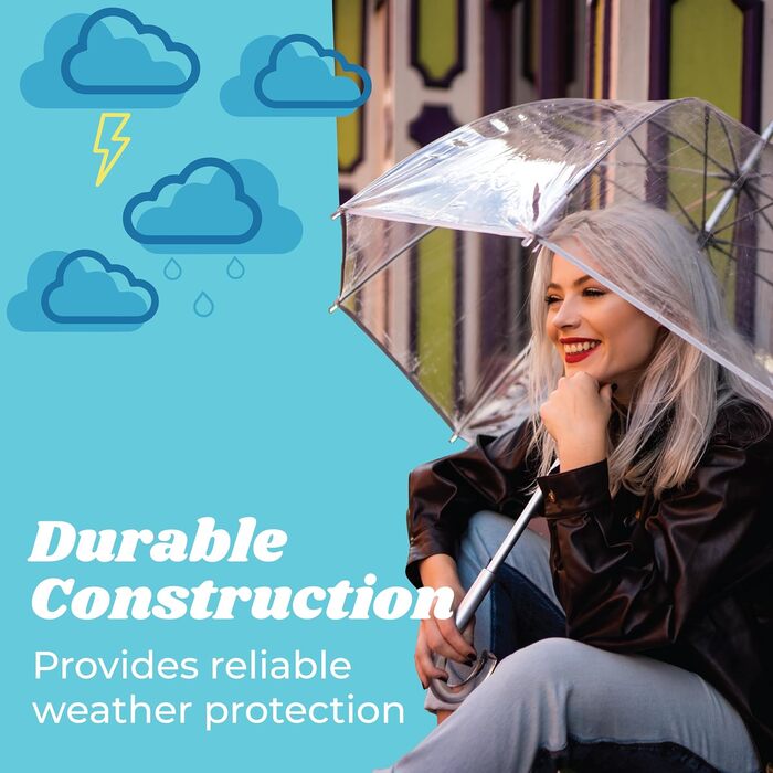 Women's Transparent Umbrella with White and Black Dots - One Size