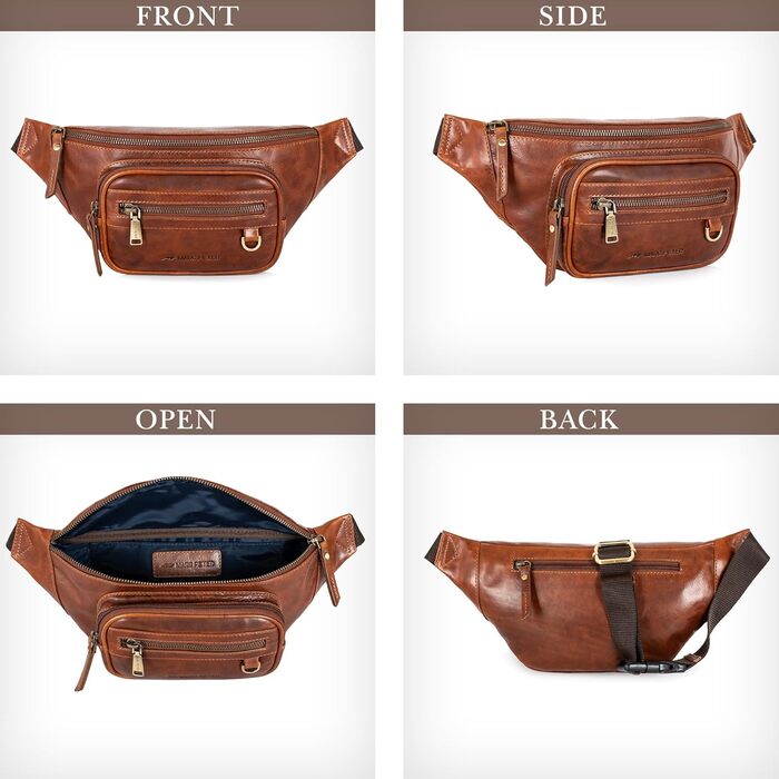 Чоловіча поясна сумка Marc Peter® Varadero з натуральної шкіри Наппа | Перехресна сумка на пояс для чоловіків та жінок | Шкіряна сумка через плече | Hip Bag | Колір: Восковий коричневий