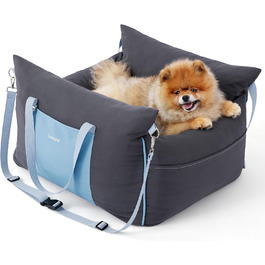 Pet Car Seat for Small Dogs - Waterproof and Washable Dog Car Seat with Storage Pockets, Detachable Safety Leash, and Thickened Memory Foam Filling, 58x56x33cm, (Dark Grey)