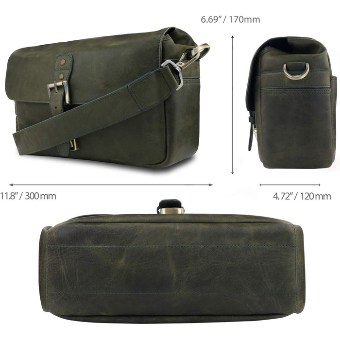 Чохол для камери MegaGear Torres з натуральної шкіри (Olivgrün) для бездзеркальних, моментальних та DSLR камер