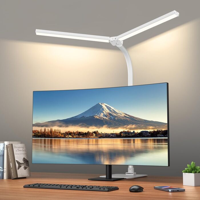 LED лампа для столу Doppelkopf з регулюванням яскравості, 24W, 80 см, денне світло, захист очей, 5 температур кольору, 5 рівнів яскравості, для роботи, дому, офісу, навчання, читання