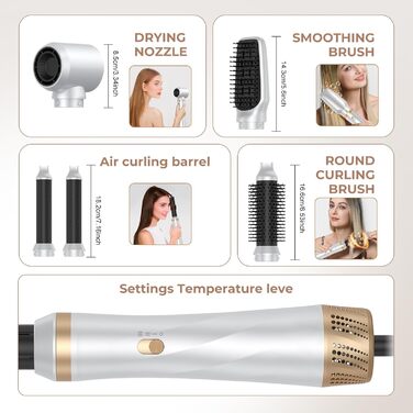 Набір для укладки волосся Souvik: щітка-фен, плойка, об'єм, сушка (білий)