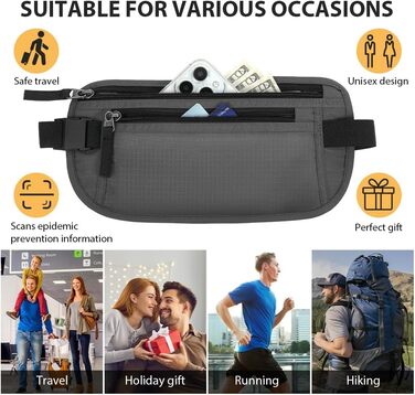 Чоловіча/Жіноча поясна сумка DiULi, чорна/темно-сіра, для подорожей, спорту та активного відпочинку
