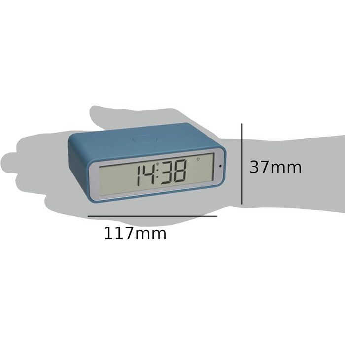 TFA Dostmann Digital Radio Alarm Clock Twist, 60.2560.06, adjustable time zone, 12/24h mode, 180° display rotation, flat design, blue