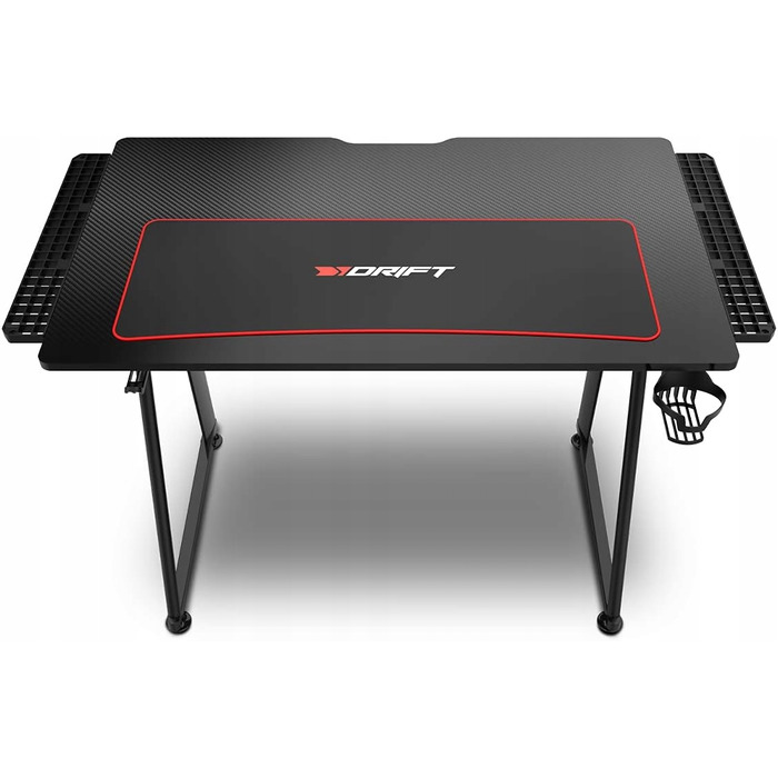 Ігровий стіл 100-113x60x75 см з RGB-підсвіткою, карбоновим покриттям та килимком 80x30 см для геймерів