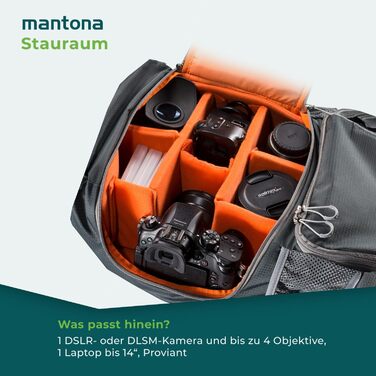 Професійний outdoor-рюкзак для фототехніки Mantona elementsPro 40 з регульованими відділеннями, відділенням для ноутбука до 14