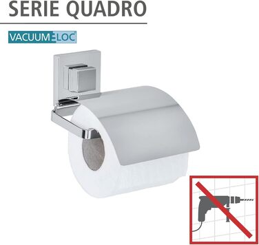 Тримач для туалетного паперу WENKO Quadro з кришкою, нержавіюча сталь, без свердлення, 13 x 11,5 x 14 см