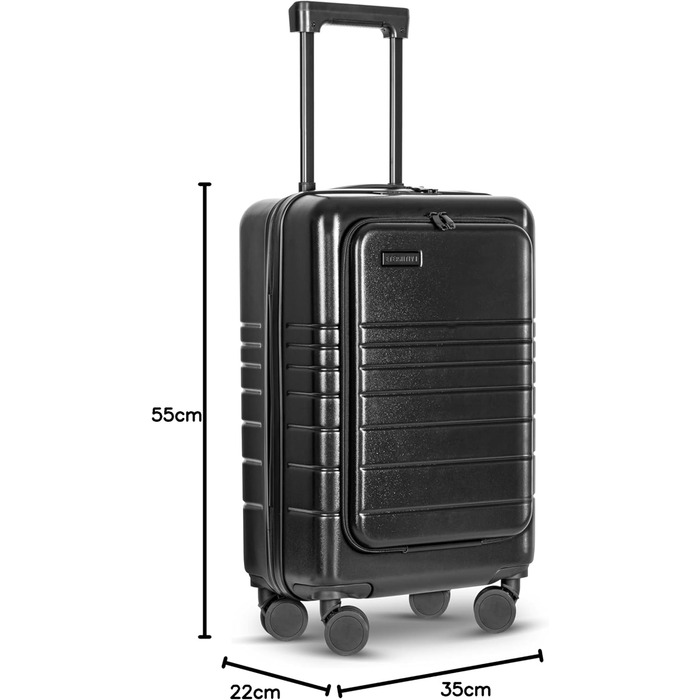 Валіза ETERNITIVE з ABS пластику, Rollkoffer, Reisetrolley, легка з подвійними колесами 360°, валізна коробка з TSA-замком, ручна поклажа (S), чорна
