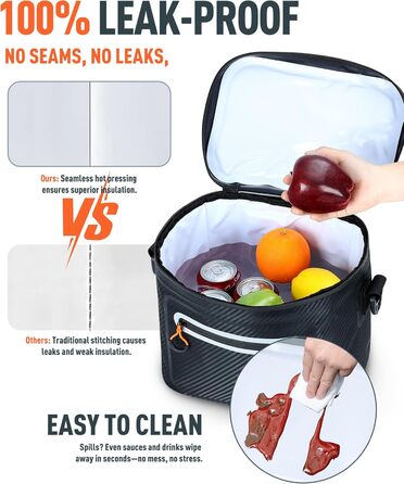 Lekesky 12/20L Ізольована Холодильна Сумка – Переносна Сумка для Пікніків, Походів, Пляжу, Барбекю, Чорна 12/20L