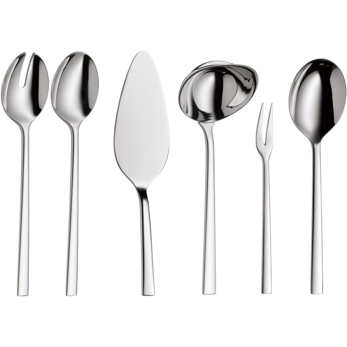 WMF Sonic 12-Person Cutlery Set, 66 Pieces, 60 Pieces with Serving Utensils, Hollow-Ground Knife, Cromargan protect polished, scratch-resistant, dishwasher-safe, 66-piece Single