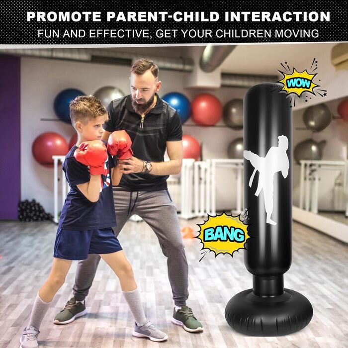 Надувний боксерський мішок для дітей 160см з насосом, 3-12 років, для MMA, карате, таеквондо