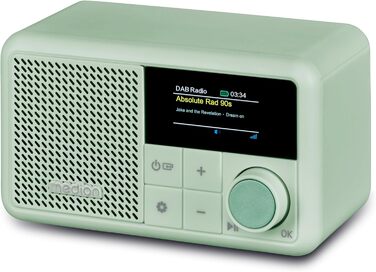 MEDION S66822 Портативне міні радіо DAB+ з Bluetooth, акумулятор до 6,5 годин, зелений колір