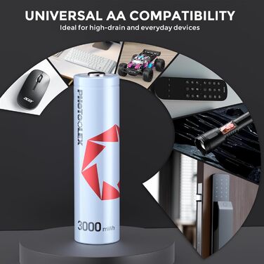 Акумулятори AA перезаряджувані (3000мWh Li-Ion 1.5V + 2700мAh NiMH 1.2V), 4 шт. + інтегрована зарядна станція