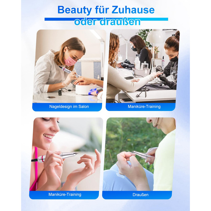 Електричний фрезер для нігтів CozyZen Professional: набір для манікюру та педикюру з LCD-дисплеєм, 45000 об/хв, для акрилу та гелю