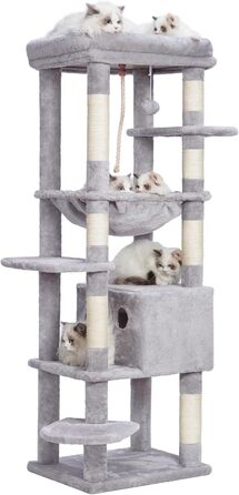 Котячий будиночок Heybly Kratzbaum з декою, для великих котів, 153 см, сірий