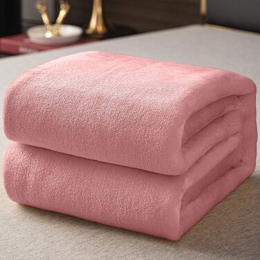 Плед KEPLIN з фланелі, великий накид, ковдра, м'який, затишний та пухнастий, з мікрофібри, для ліжка та ковдри, ідеальний для дорослих та дитячих кімнат (150 x Queen, персиковий)