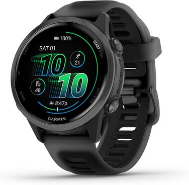 Garmin Forerunner 570: GPS-годинник для бігу та триатлону з AMOLED-дисплеєм, 47 мм, сірий, з чорним ремінком