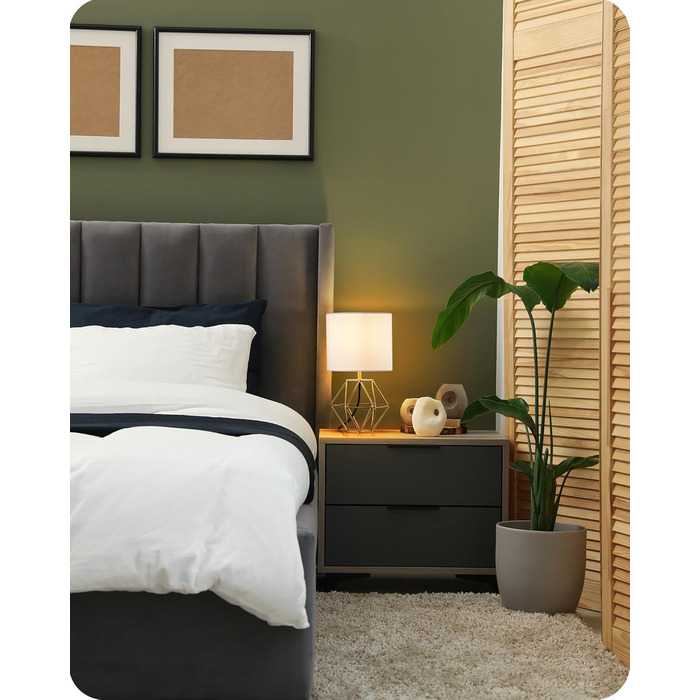 EDISHINE Настільна лампа, сучасний індустріальний дизайн, цоколь E14, вінтажний стиль, для спальні/вітальні, білий/золотий лін, золото