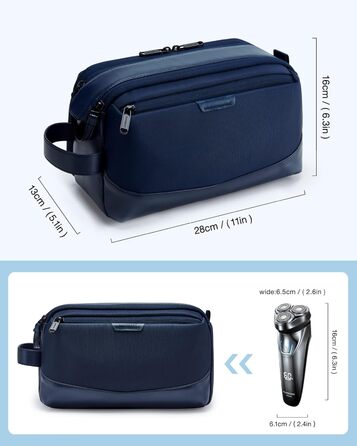 BAGSMART Toiletry Bag for Men, Travel Toiletry Organizer Bag made of Leather, Dopp Kit Waterproof Shaving Bag for Toiletries, (Navy Blue)