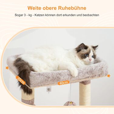 Котячий будиночок Heybly HCT008SW: міцний котячий будиночок з великим м'яким лежаком, місцем для сну та сизалевими стовпчиками для дряпання (коричнево-бежевий)