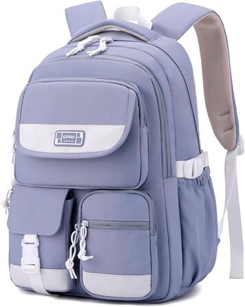 Рюкзак для підлітка, шкільний рюкзак для дівчинки з багатьма відділеннями, рюкзак для учнів 3-5 класів, середньої та старшої школи, нейлоновий рюкзак для подорожей та відпочинку, блакитний