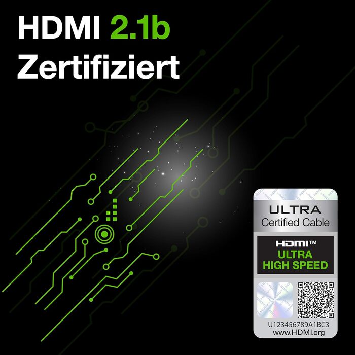 HDMI 2.1 кабель Ultra High Speed | 4K 120Hz/144Hz, 8K 60Hz Ultra HD | 48 Gbps | Підтримка PS5, Xbox Series X & S | Чорний, 3 метри