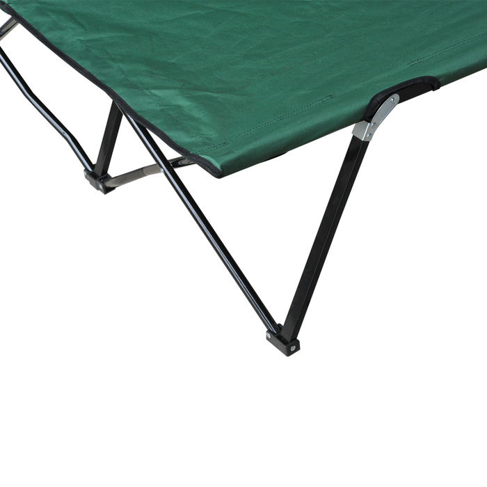 Outsunny Camping Bed for 2 People, Supports up to 136 kg, Folding Bed with Carry Bag, Oxford Green Black, 193 x 125 x 40 cm for Outdoor Adventures