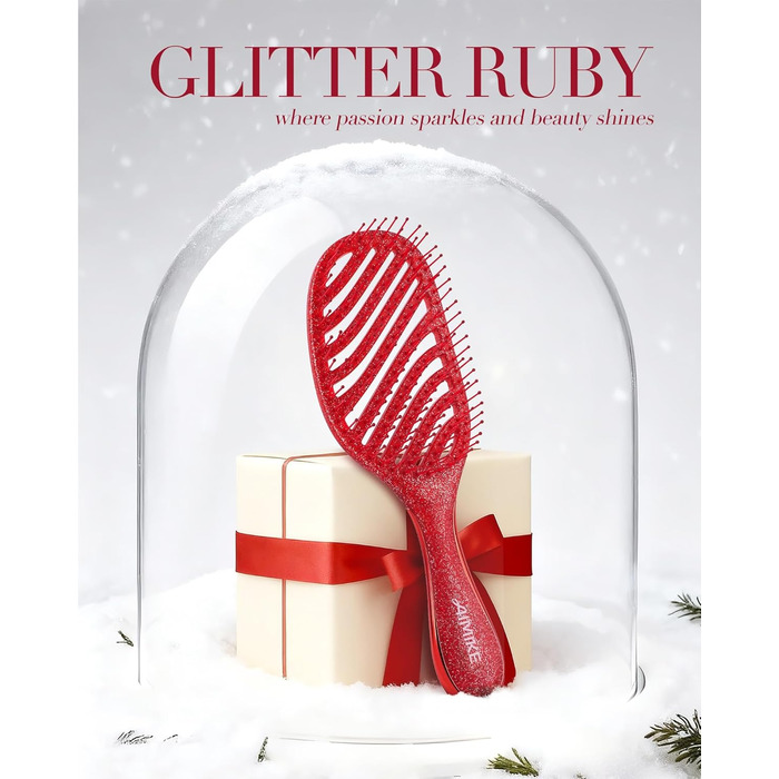 Щітка для волосся AIMIKE без пошкоджень, розпушувач з м'якими щетинками, безболісна розпушувальна щітка для жорстких вузлів, особливо ніжна до тонкого волосся, ідеальна для догляду за шкірою голови та масажу. LuxeSilk кишенькова щітка (блискуча рубінова щ