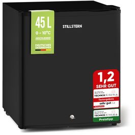 Міні-холодильник Stillstern E 45L з автоматичною відтавкою, замком, морозильною камерою, тихий, для кухні, офісу, спальні, готелів та маленьких квартир. Холодильник, міні-бар, R600A, чорний