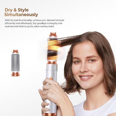 Мультистайлер для волосся 6 в 1: фен, плойка, щітка, дифузор, 1000W (білий/сірий)