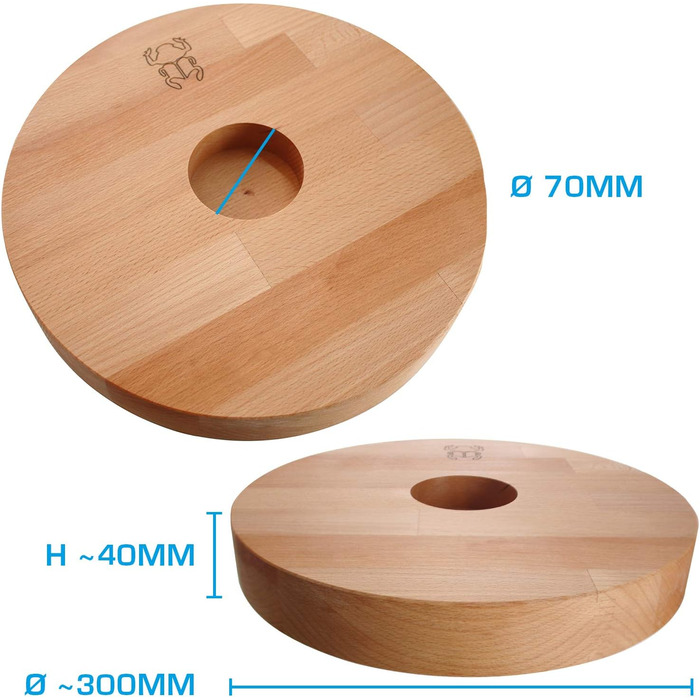 Kaya Shisha Coaster with LED and Remote Control, Water Pipe Accessories (Ø 22cm) (Beech, 30cm)