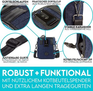 Преміум сумка для ласощів для собак HUND IST KÖNIG - універсальна, містка, з дозатором для відходів та Ebook - темно-синій (16 x 18 x 6 см)