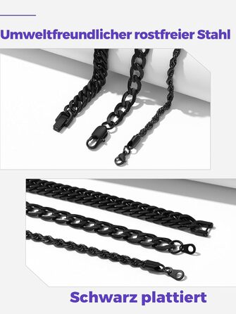 Набір чоловічих браслетів Richsteel з нержавіючої сталі (3 шт.), чорний/сталь/золото, 9/8/4 мм, довжина 19/21/23 см, для подарунка