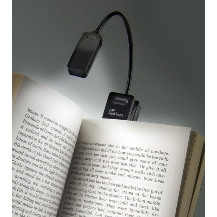 LED лампа для читання з кліпсою для Kindle, чорна - для книг, планшетів, нічник