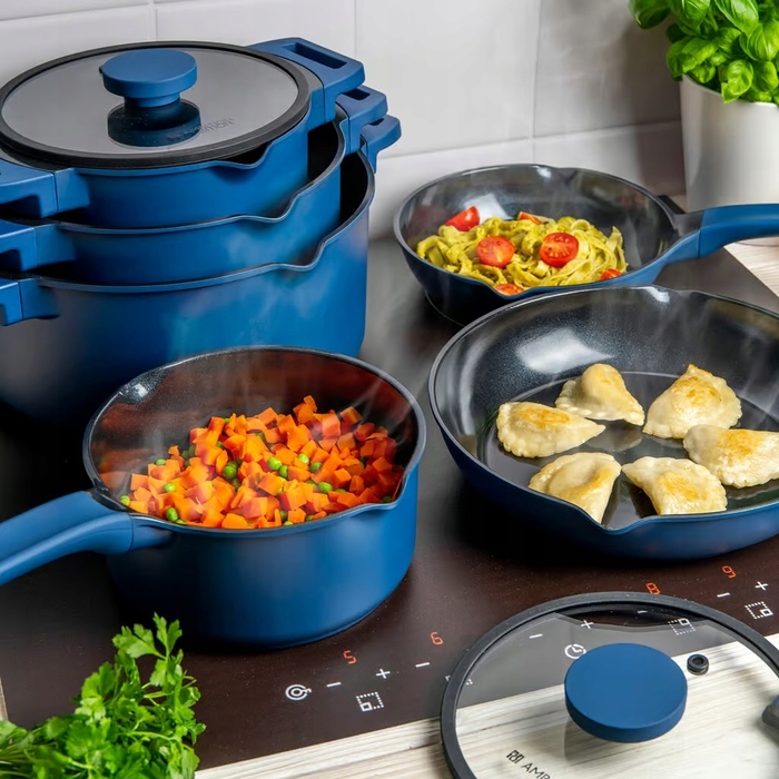 Каструля Ambition Qualum Ceramic Cobalt з керамічним покриттям, 24 см