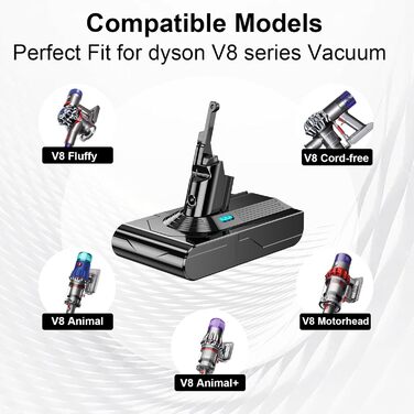 Замінний акумулятор 6800 mAh для пилососів Dyson V8 + 2 фільтри (сумісний з SV10 V8 Absolute)