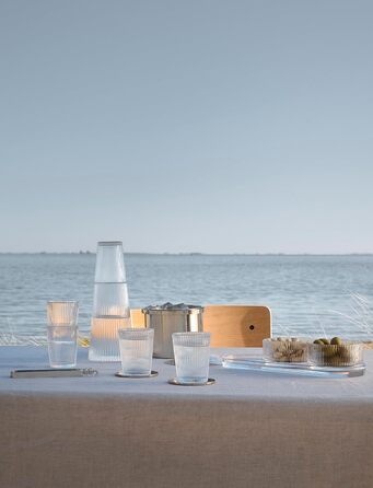 Stelton Pilastro Drinking Glasses - Ribbed Water Glasses Set - Dishwasher Safe, Stackable, for Hot & Cold Drinks - 150ml - Set of 6
