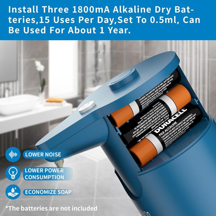 Автоматичний дозатор мила, електричний, для кухні та ванної кімнати, чорний (небесно-блакитний)