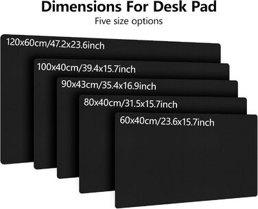 Килимок для столу Niviy з екошкіри, XXL, 80x40 см, чорний. Нековзкий, водонепроникний, для офісу та дому.