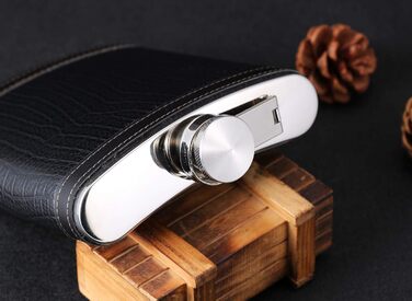 Фляга з імітацією крокодилячої шкіри, нержавіюча сталь, 510 мл, для віскі та лікеру, обгорнута PU-шкірою, TANEAXON