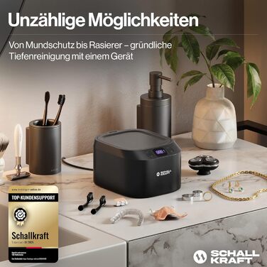 Ультразвукова ванна для чищення 48 кГц з УФ-дезінфекцією, чорна - для ювелірних виробів, зубних кап, брекетів та іншого