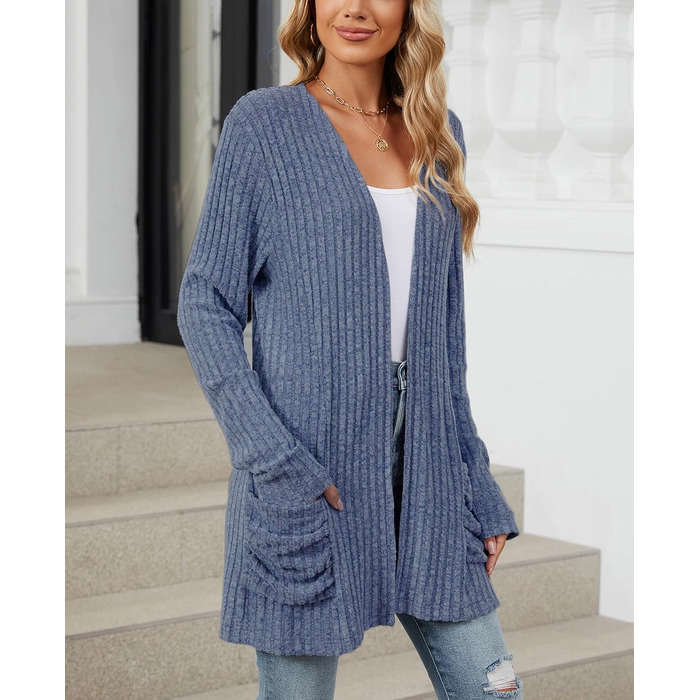 Жіночий кардиган Strickjacken Eegant з кишенями, м'який трикотаж, блакитний, розмір XXL