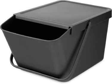 Сміттєвий кошик Brabantia Sort & Go з кришкою, 20 л, сірий — компактний контейнер для сортування відходів та тари