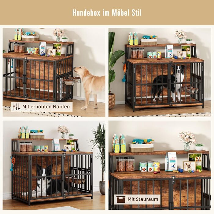 Будка для собак з дерева, 100x60x85 см, з годівницями, для собак до 35 кг, в стилі меблів