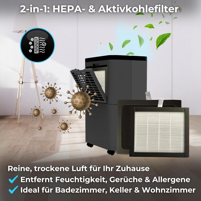 Електричний осушувач повітря Climative ION 12L/24h з Wi-Fi та очищувачем повітря для дому, квартири, ванної кімнати. Зменшує вологість та запобігає появі плісняви до 20м². (Nexi 12)